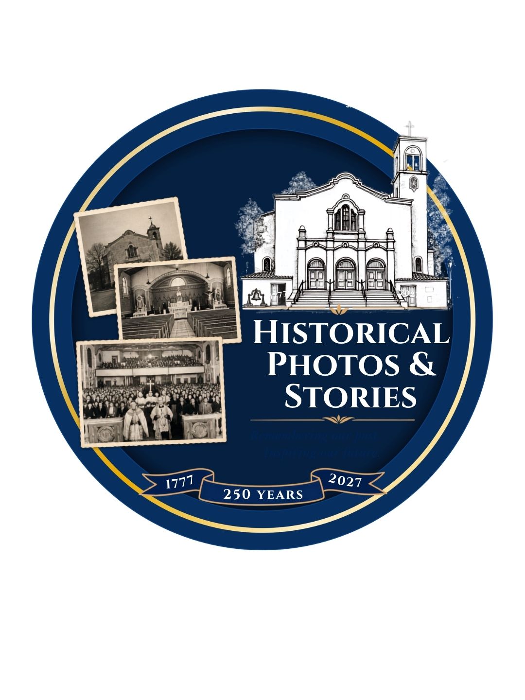 Round banner with old photos
